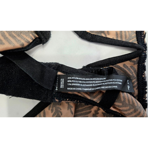 Out From Under Veronica Velvet V Wire Bralette Small Black Nude Burnout Palm - Picture 7 of 9